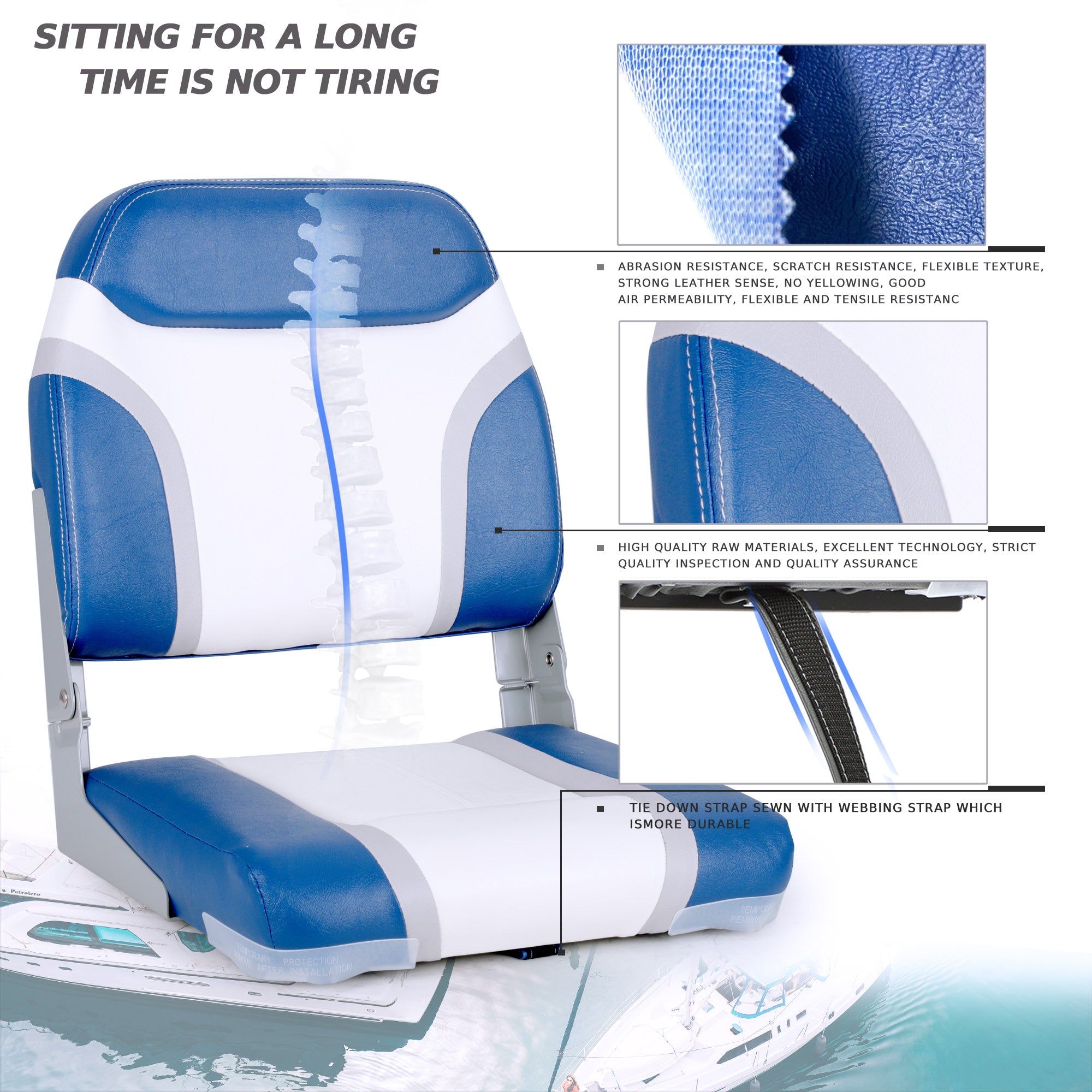 NORTHCAPTAIN A Pair of Deluxe Low Back Folding Boat Seat,Stainless Steel Screws Included