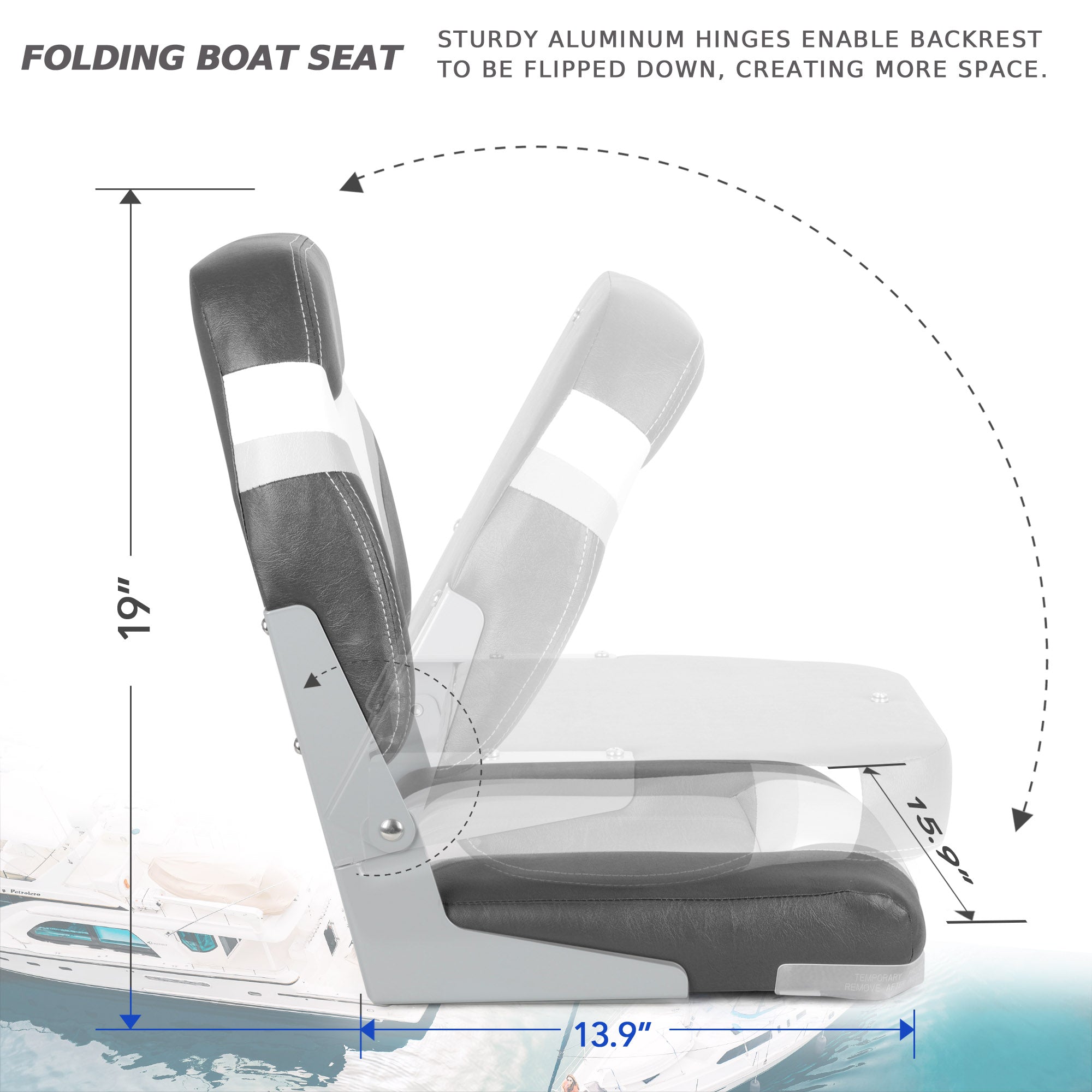 NORTHCAPTAIN A Pair of Deluxe Low Back Folding Boat Seat,Stainless Steel Screws Included