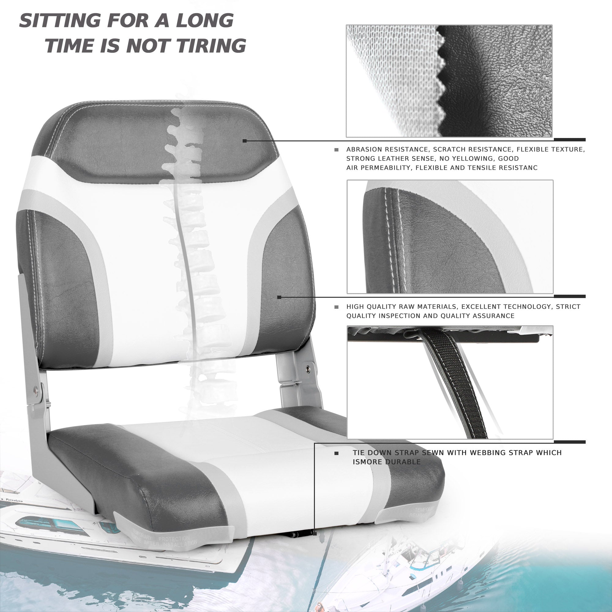 NORTHCAPTAIN A Pair of Deluxe Low Back Folding Boat Seat,Stainless Steel Screws Included
