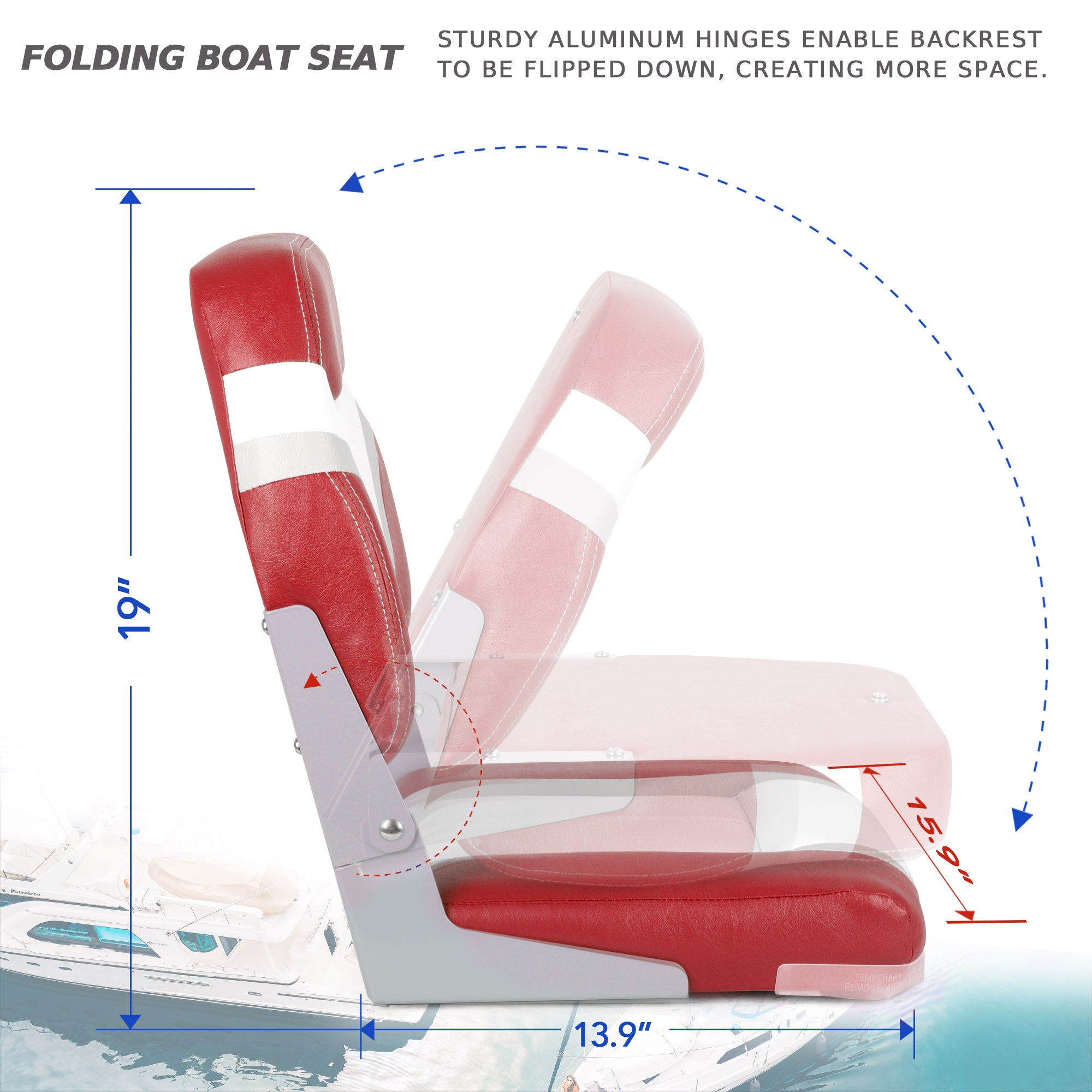 NORTHCAPTAIN A Pair of Deluxe Low Back Folding Boat Seat,Stainless Steel Screws Included