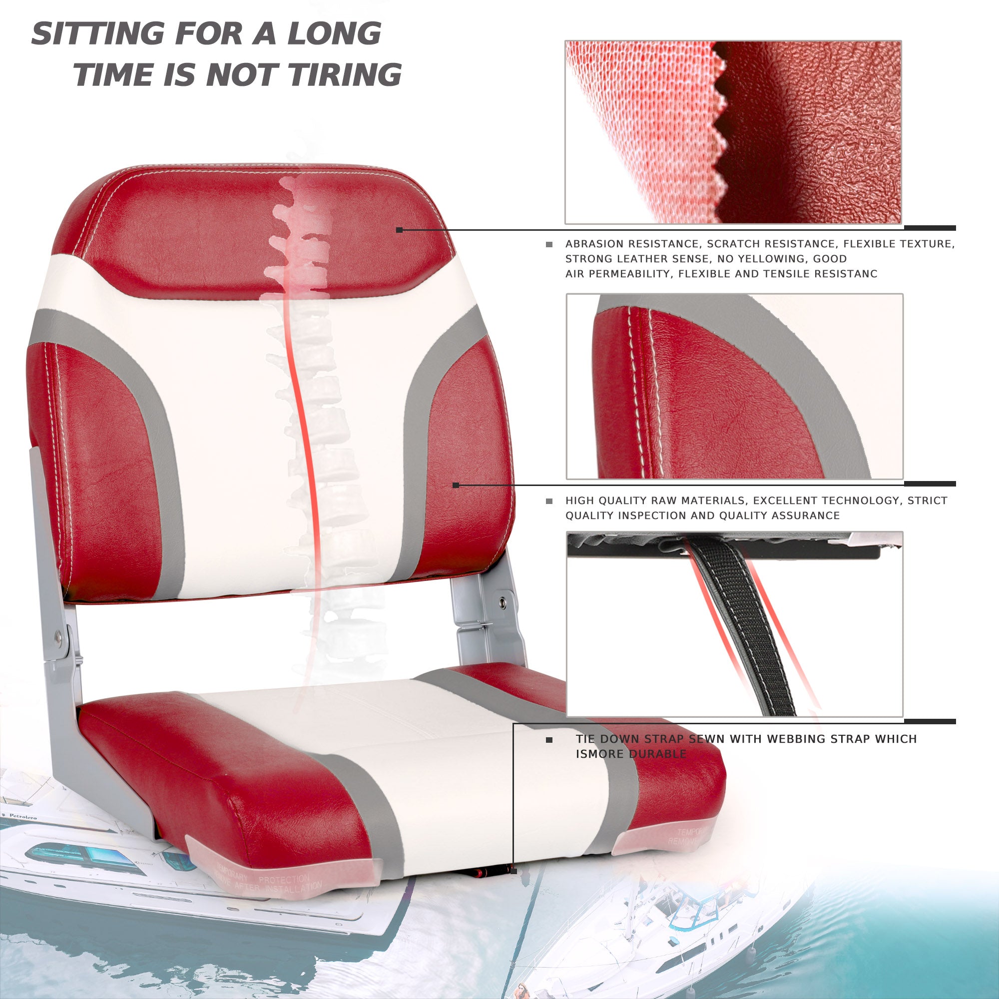 NORTHCAPTAIN A Pair of Deluxe Low Back Folding Boat Seat,Stainless Steel Screws Included