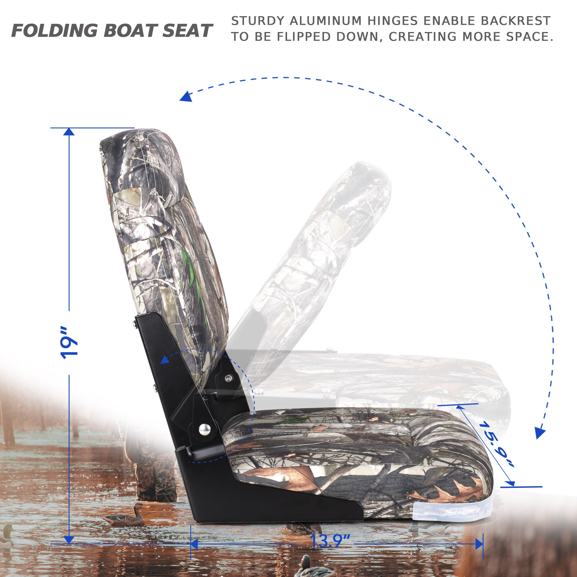 NORTHCAPTAIN A Pair of Deluxe Low Back Folding Boat Seat,Stainless Steel Screws Included