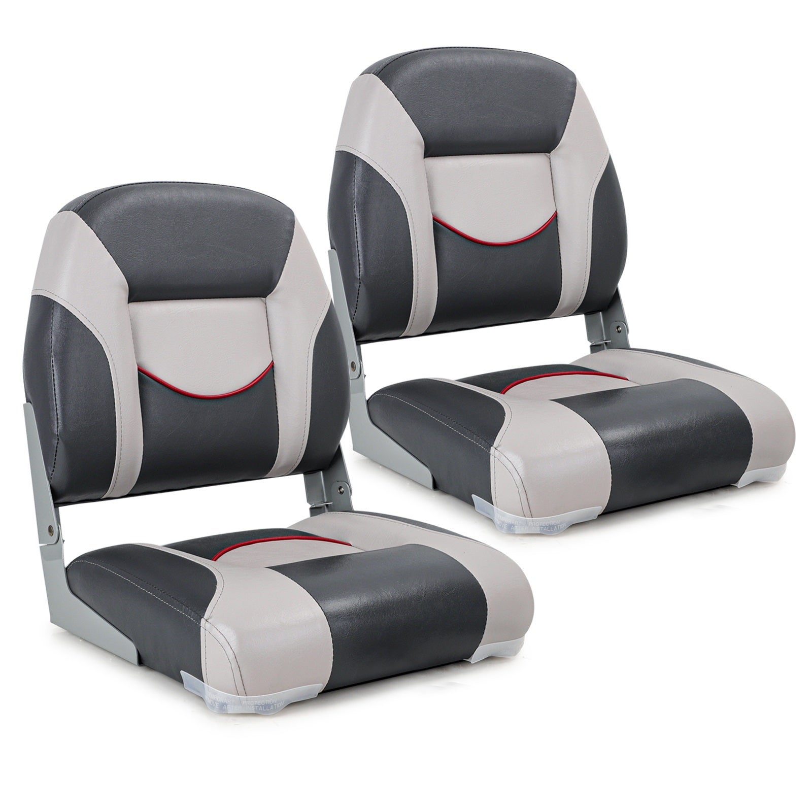 NORTHCAPTAIN Deluxe Low Back Folding Boat Seat 2 Seats,Stainless Steel Screws Included