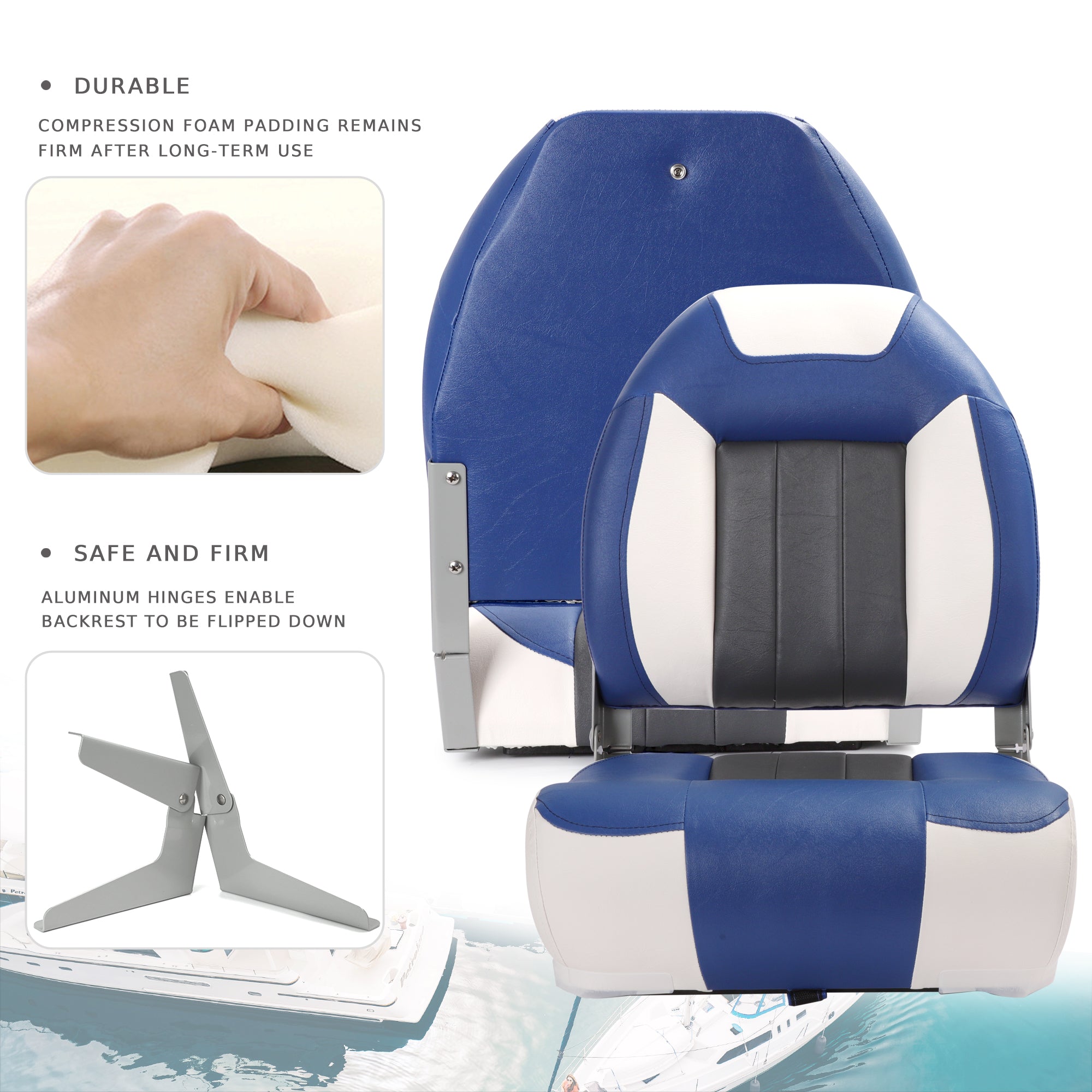 NORTHCAPTAIN C1 Deluxe High Back Folding Boat Seat,Stainless Steel Screws Included