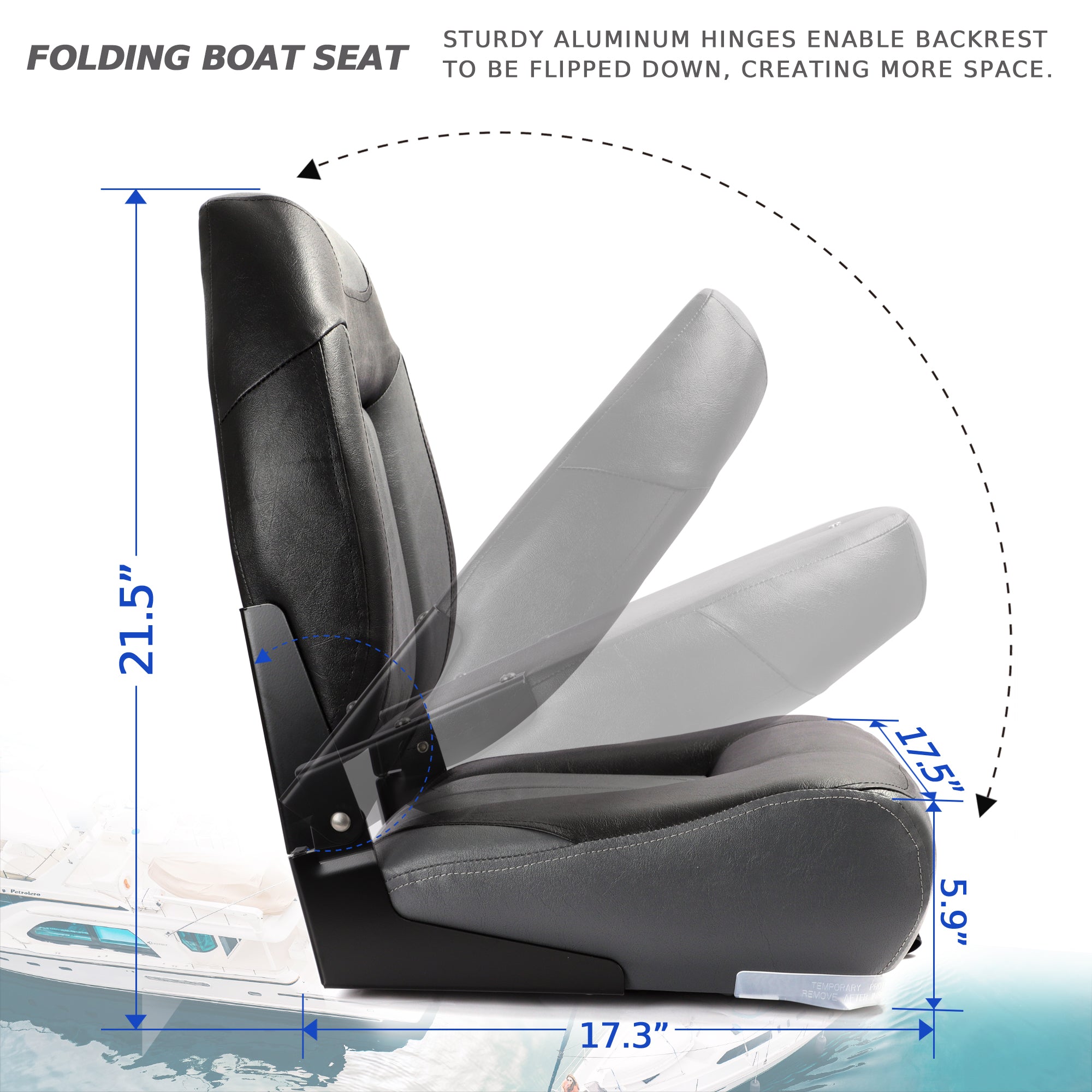 NORTHCAPTAIN C1 Deluxe High Back Folding Boat Seat,Stainless Steel Screws Included