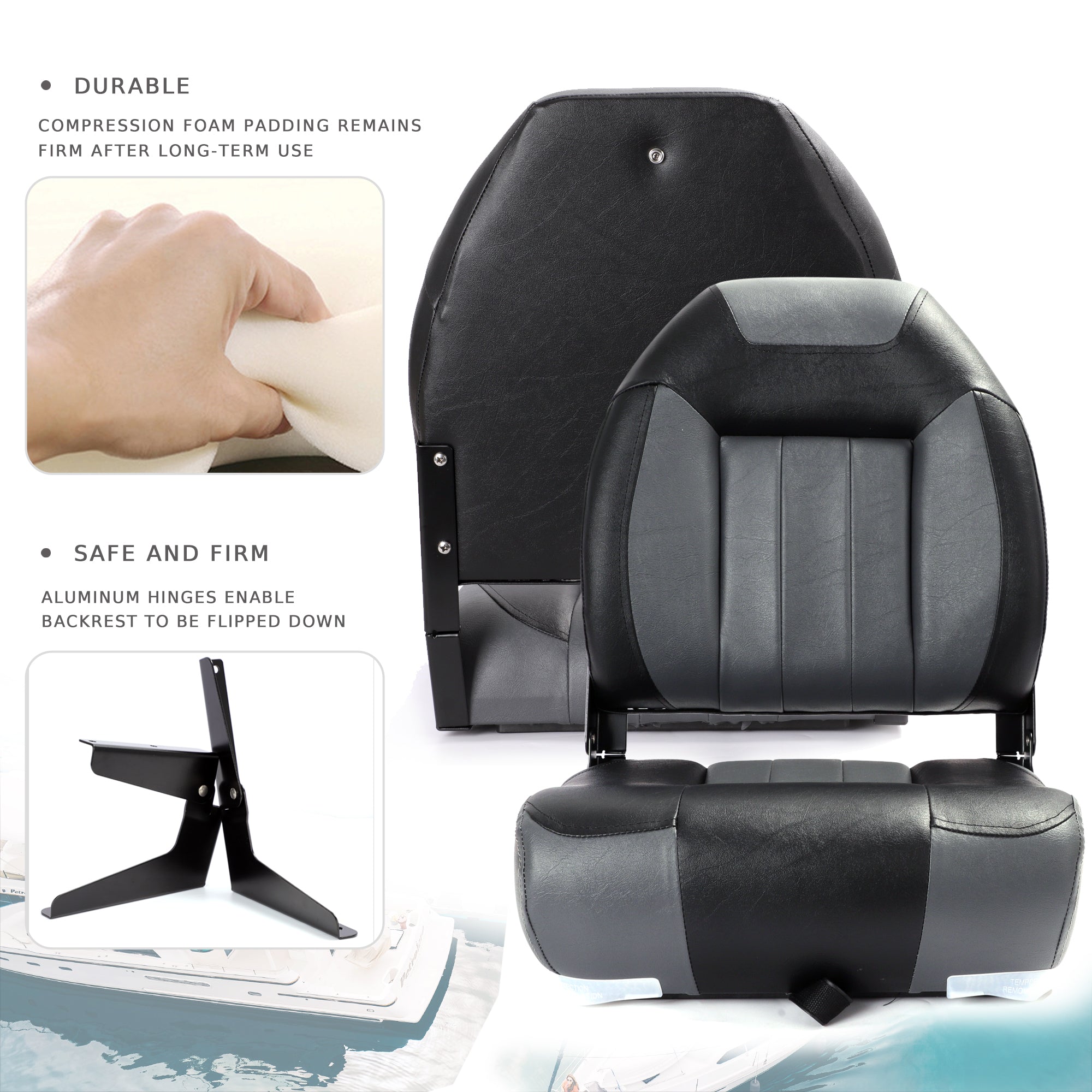 NORTHCAPTAIN C1 Deluxe High Back Folding Boat Seat,Stainless Steel Screws Included