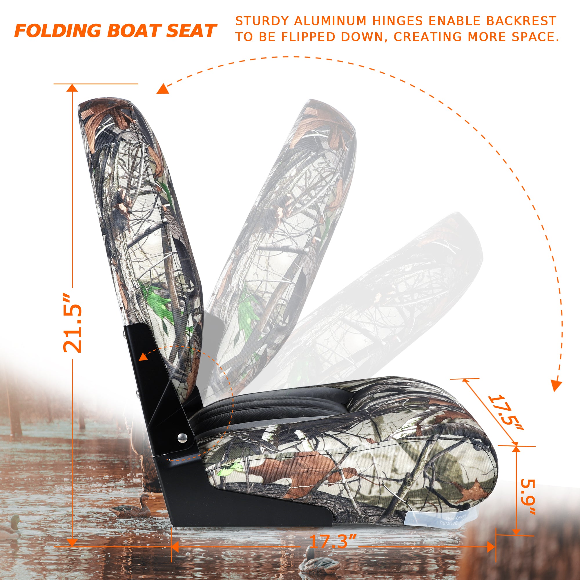 NORTHCAPTAIN High Back Folding Fishing Boat Seat,Camo,2 Seats