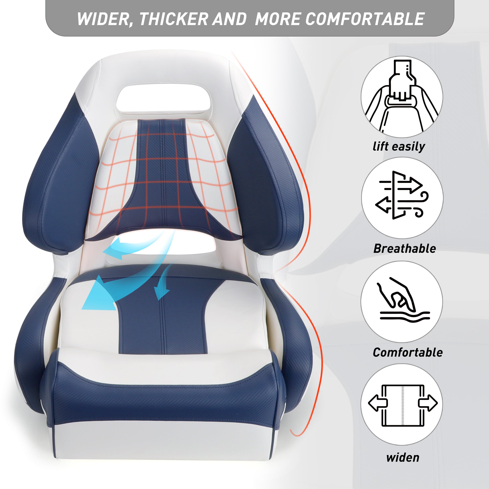 NORTHCAPTAIN Reclining Pontoon Captain's Chair – Light Grey/Charcoal Vinyl, 25.4" Seat Depth
