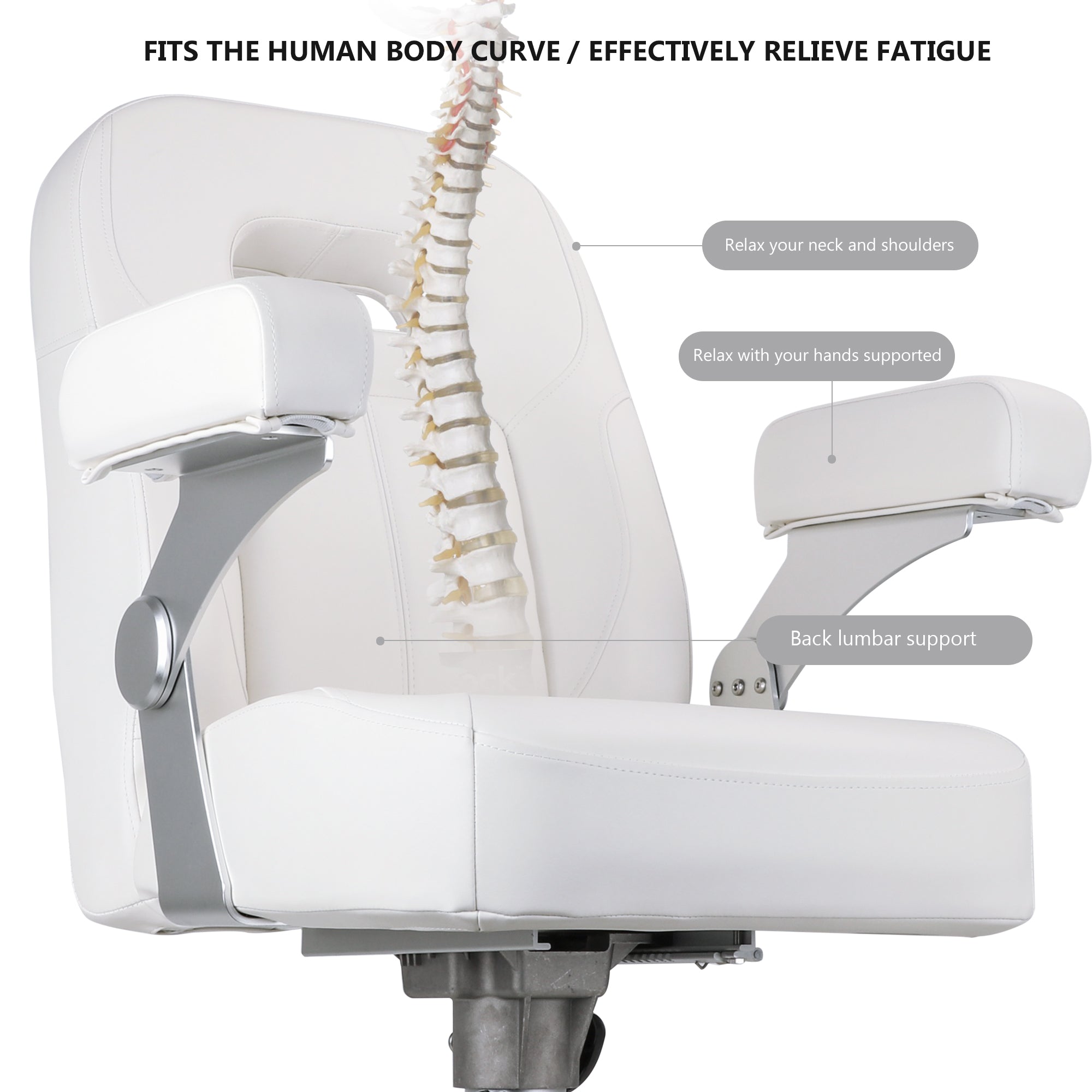 NORTHCAPTAIN Premium Pontoon Captain's Chair High Back Reclining Pontoon Bucket Boat Seat with Adjustable Aluminum Armrests