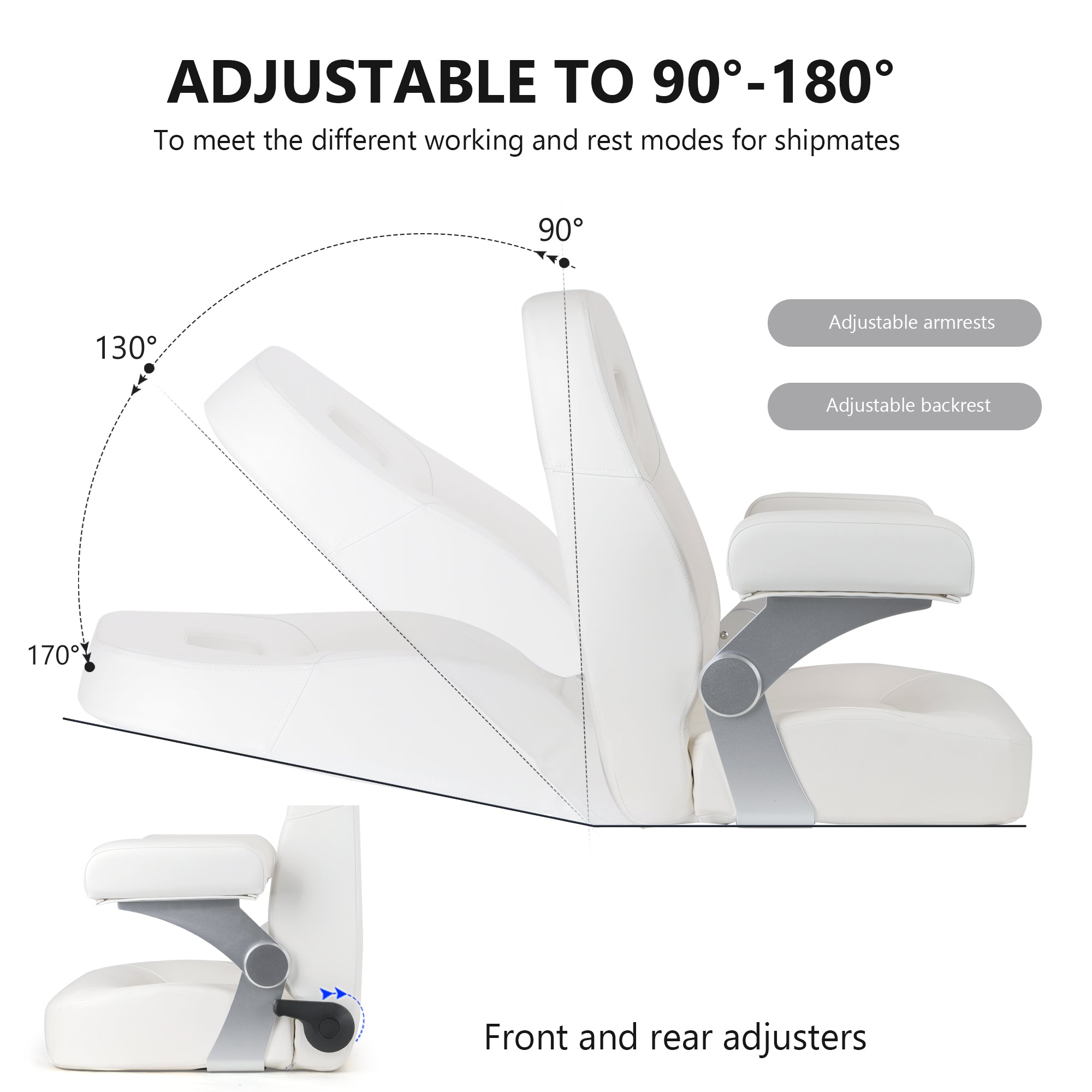 NORTHCAPTAIN Premium Pontoon Captain's Chair High Back Reclining Pontoon Bucket Boat Seat with Adjustable Aluminum Armrests