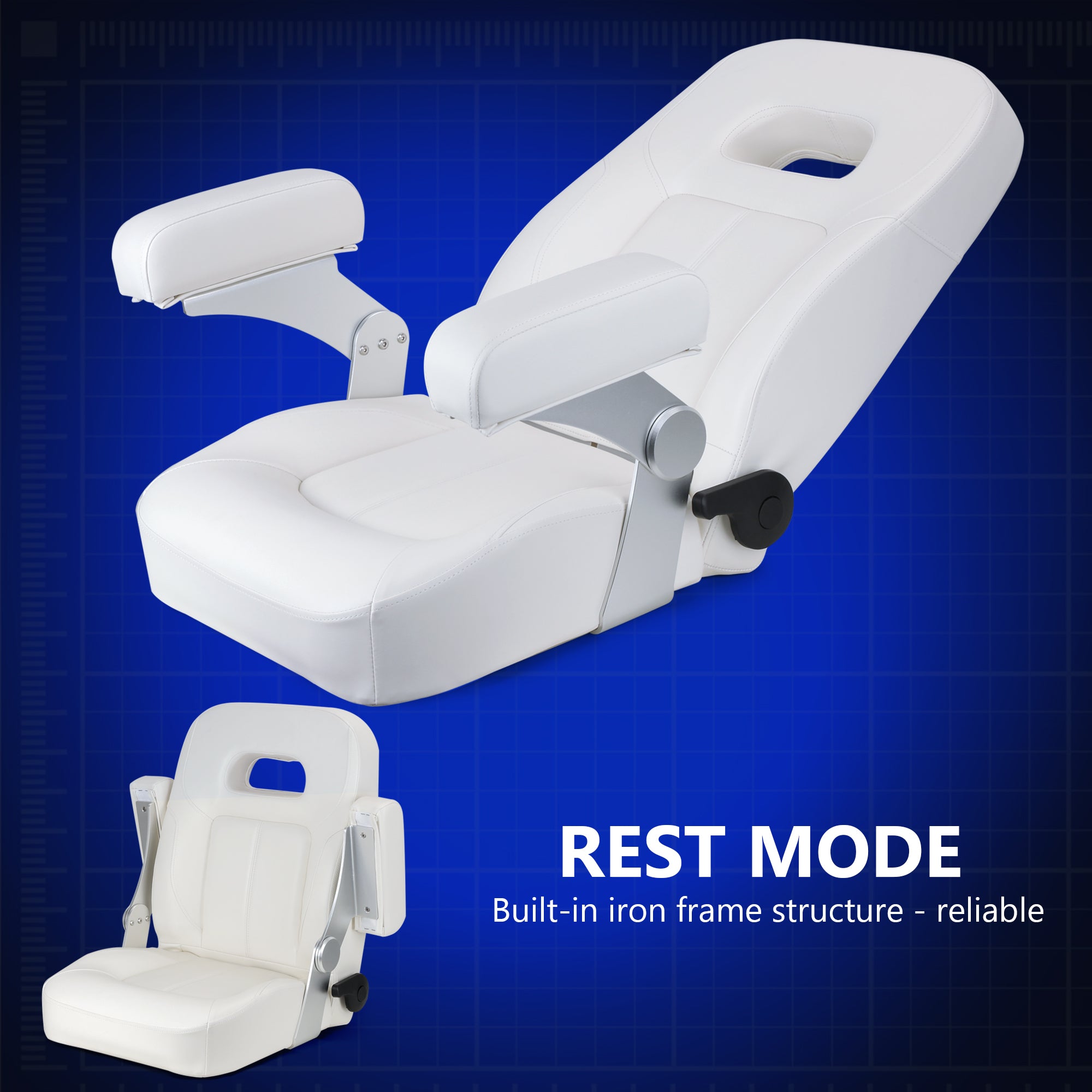 NORTHCAPTAIN Premium Pontoon Captain's Chair High Back Reclining Pontoon Bucket Boat Seat with Adjustable Aluminum Armrests