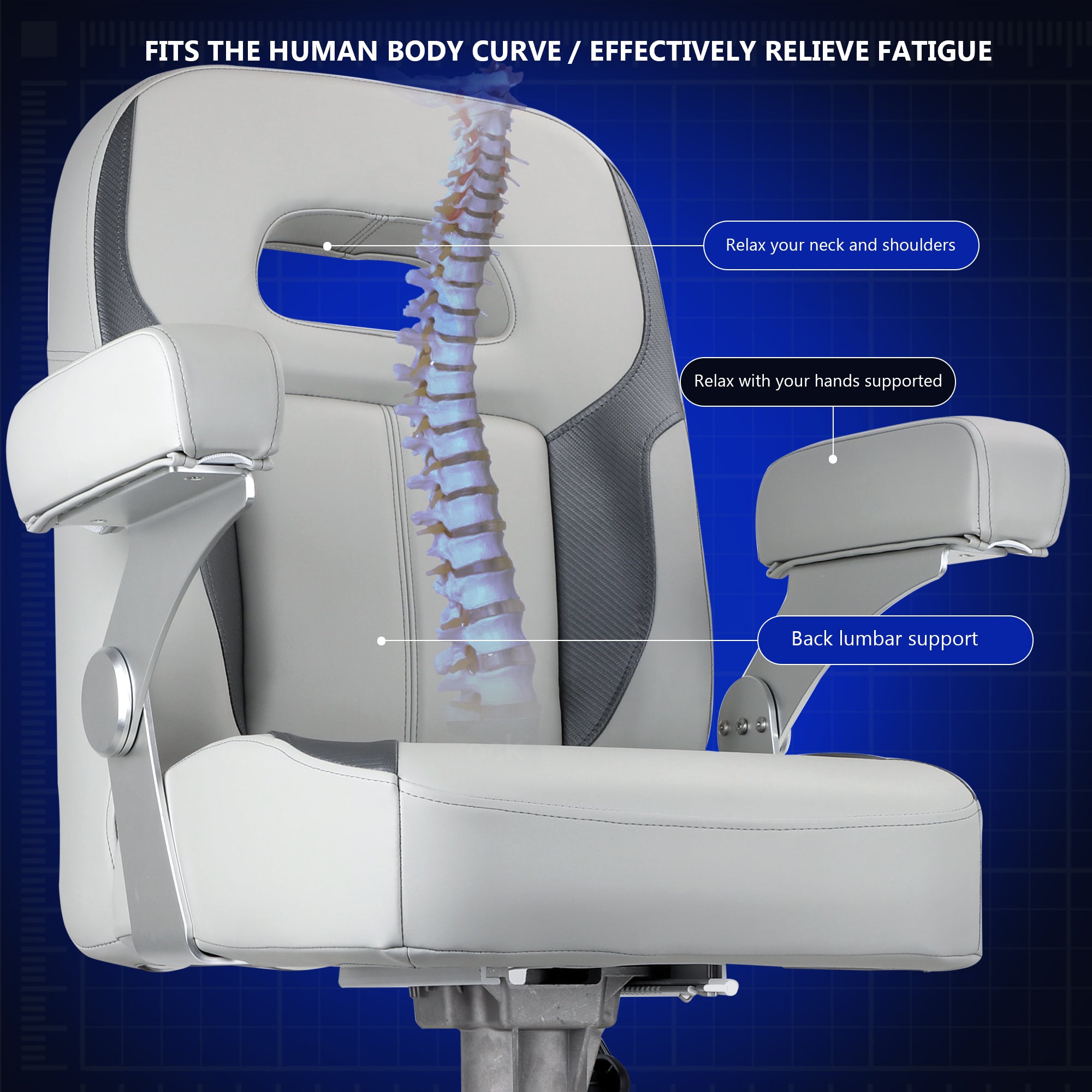 NORTHCAPTAIN Premium Pontoon Captain's Chair High Back Reclining Pontoon Bucket Boat Seat with Adjustable Aluminum Armrests