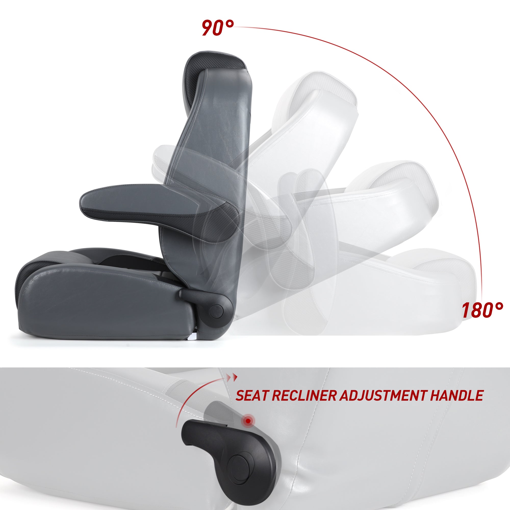 NORTHCAPTAIN Reclining Pontoon Captain's Chair – Light Grey / Charcoal – Vinyl – 45 Lbs