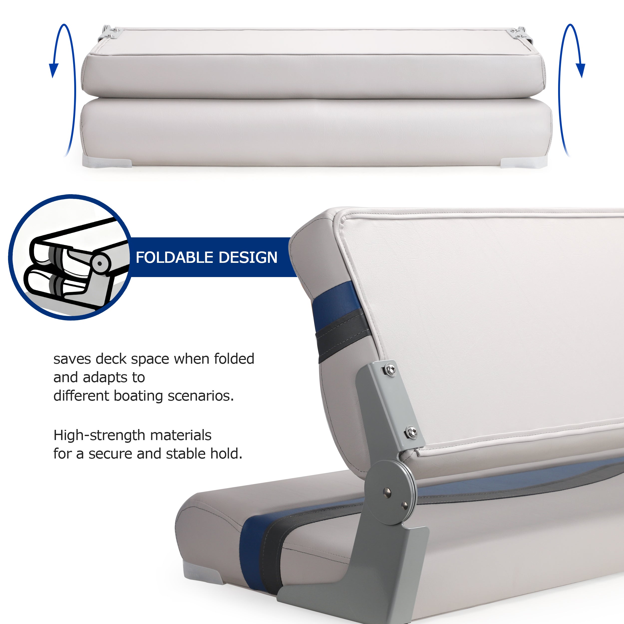 NORTHCAPTAIN Boat Bench Seat for Fishing Boat, Double Folding Boat Sea