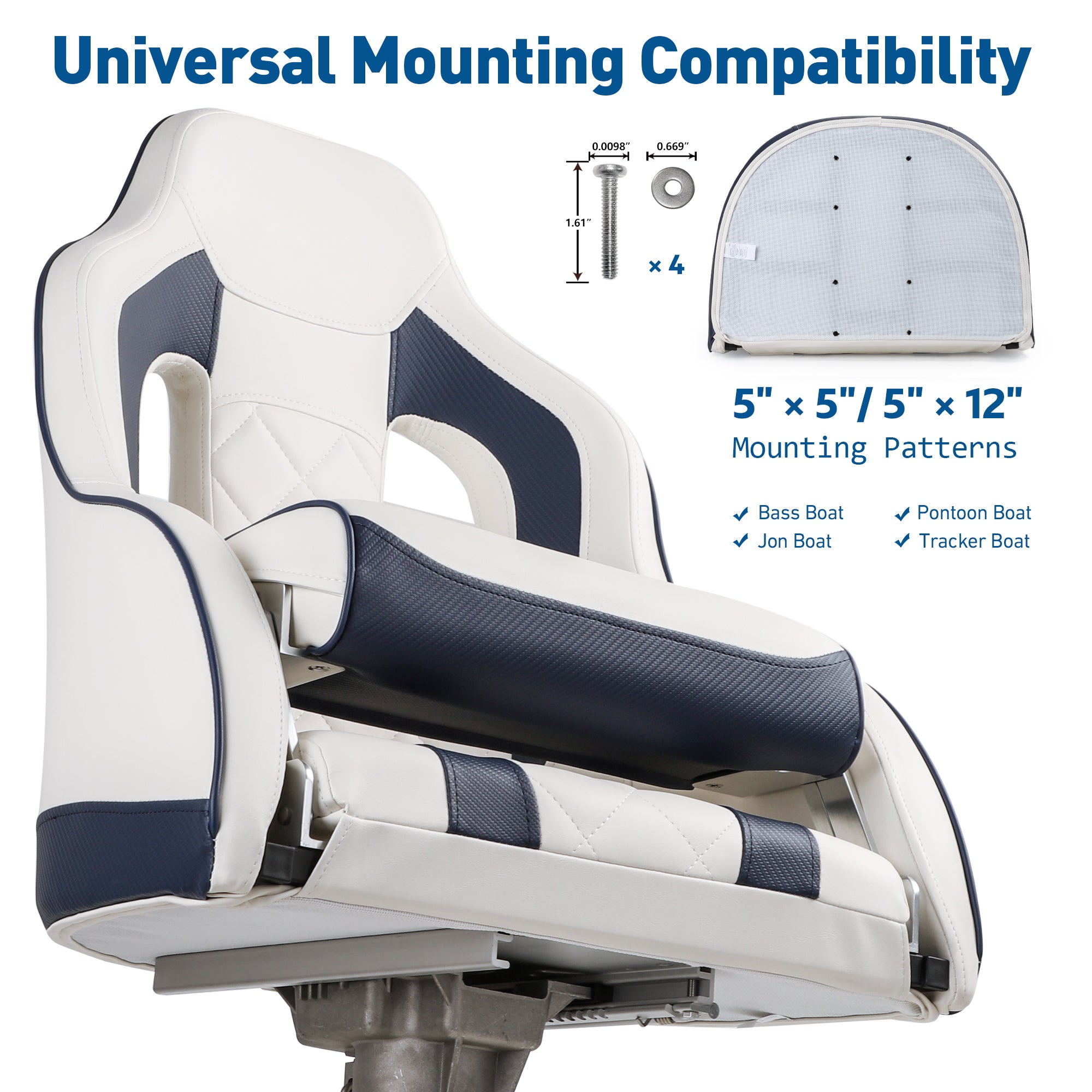 NORTHCAPTAIN Premium Marine Boat Captain Seat Boat Bucket Seat with Armrest,High Back Captain Chair for Boats Pontoon Bass Boat Seats,Marine Grade Vinyl with Diamond Stitching