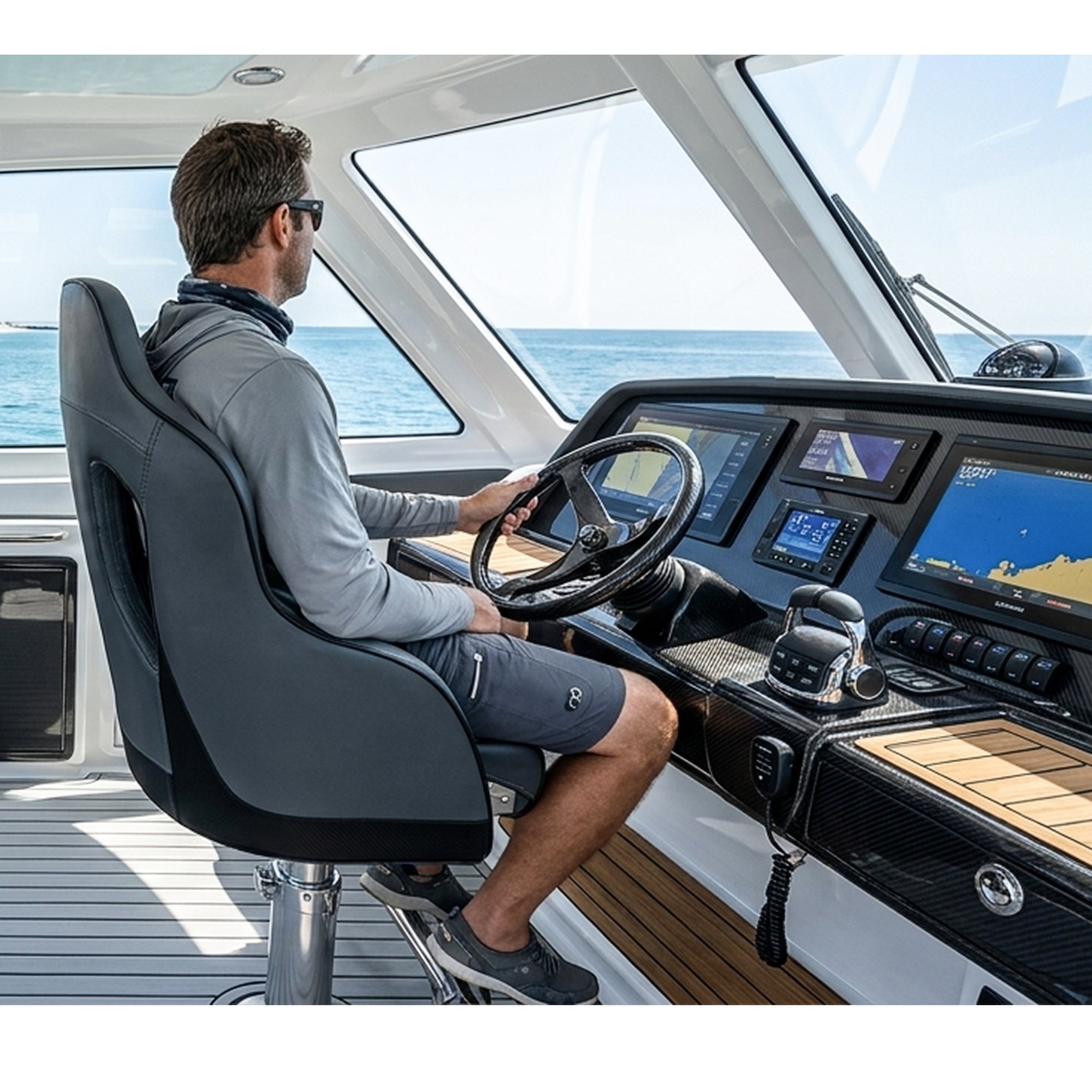 NORTHCAPTAIN Premium Marine Boat Captain Seat Boat Bucket Seat with Armrest,High Back Captain Chair for Boats Pontoon Bass Boat Seats,Marine Grade Vinyl with Diamond Stitching