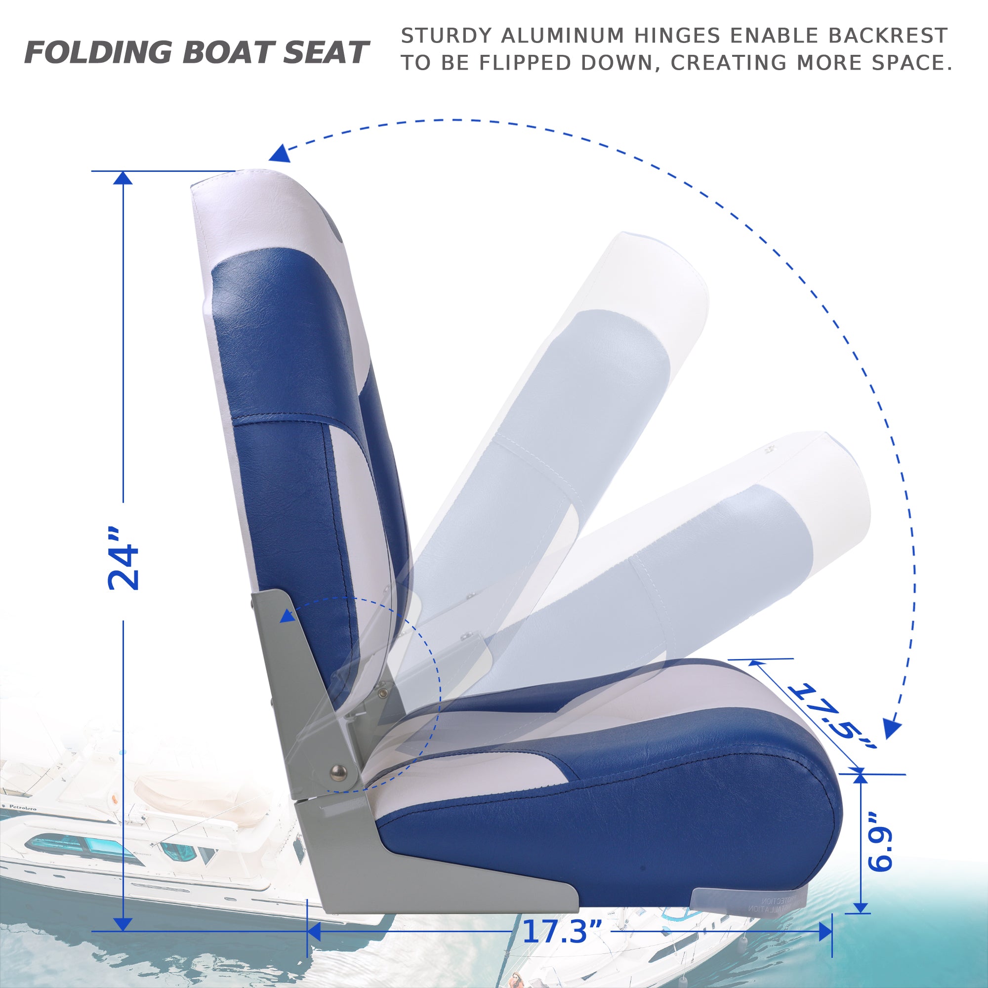 NORTHCAPTAIN Deluxe A Pair of Marine High Back Folding Fishing Boat Seat,Stainless Steel Screws Included
