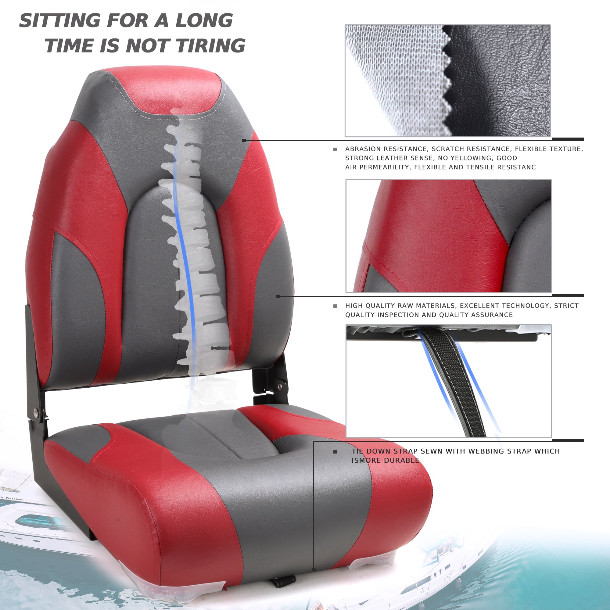 NORTHCAPTAIN Deluxe A Pair of Marine High Back Folding Fishing Boat Seat,Stainless Steel Screws Included