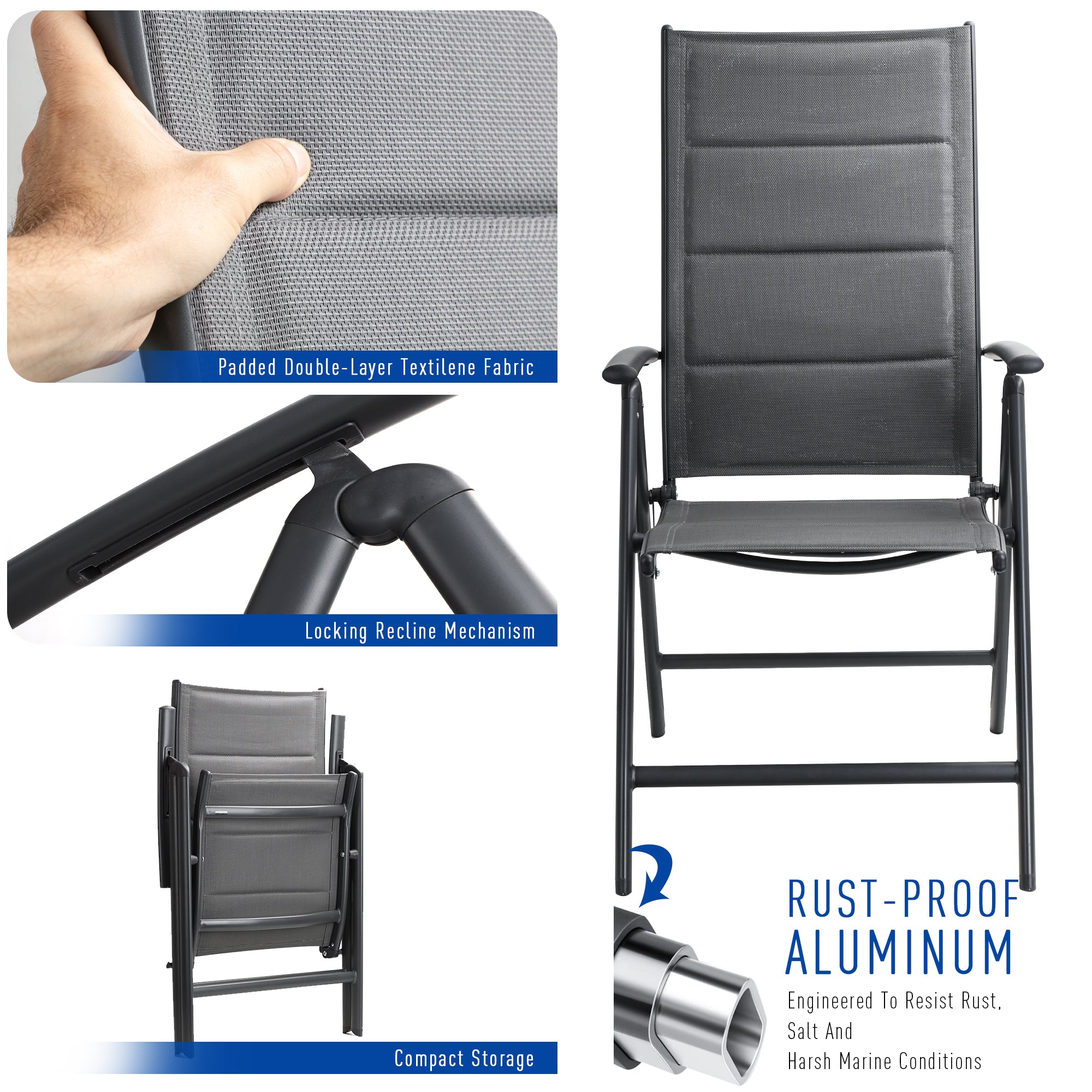 NORTHCAPTAIN D1 Premium Folding Deck Chair Boat Seat with Aluminum Frame