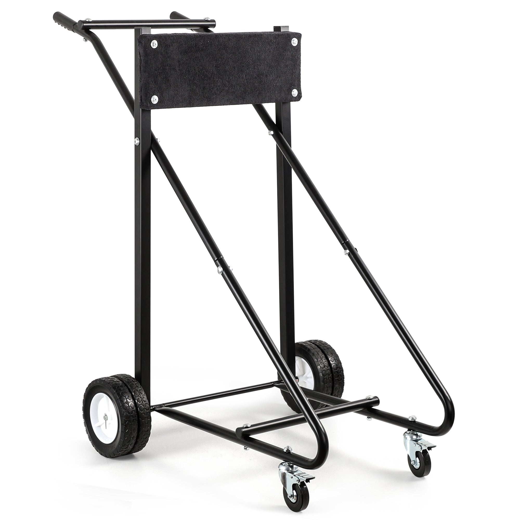 NORTHCAPTAIN Heavy Duty Outboard Motor Stand 315lbs Capacity, 6 Wheels with 2 Front Locking Swivel Casters, Black & Dark Grey Felt Padded Solid Wood Board,Portable Engine Stand for Garage Storage & Maintenance