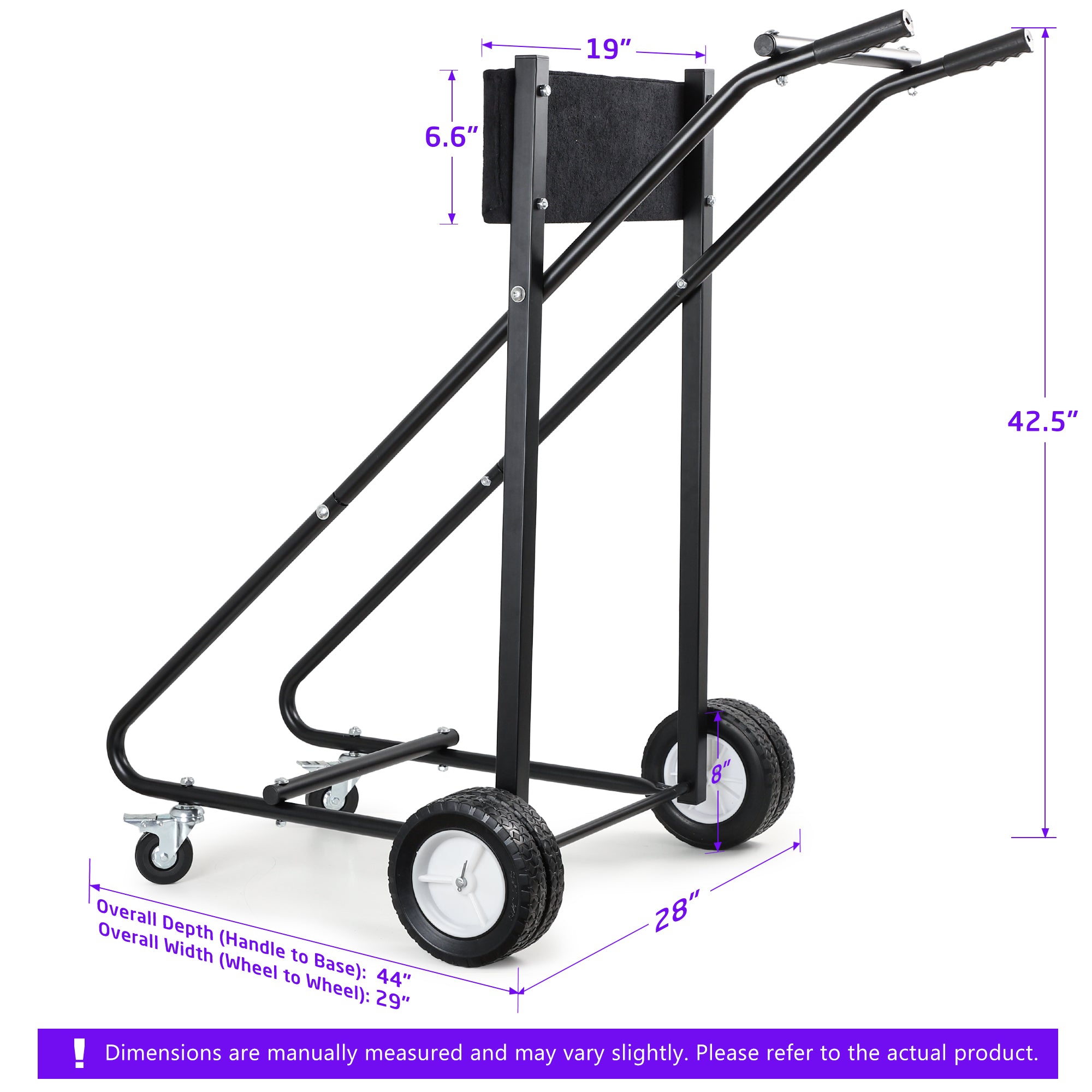 NORTHCAPTAIN Heavy Duty Outboard Motor Stand 315lbs Capacity, 6 Wheels with 2 Front Locking Swivel Casters, Black & Dark Grey Felt Padded Solid Wood Board,Portable Engine Stand for Garage Storage & Maintenance