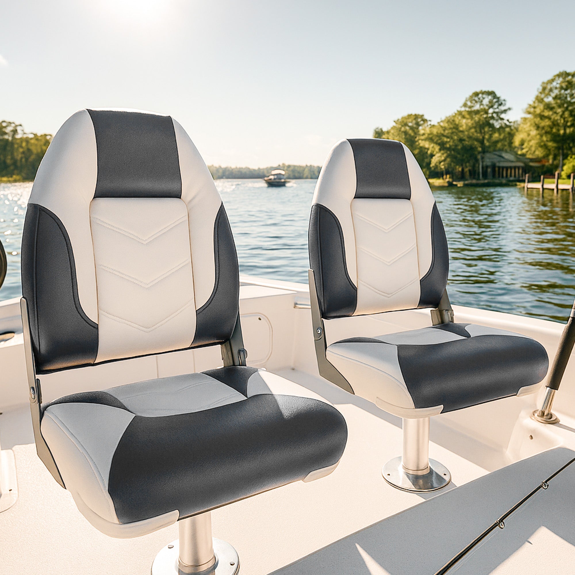 NORTHCAPTAIN T3 Deluxe Low Back Folding Boat Seat,Stainless Steel Screws Included