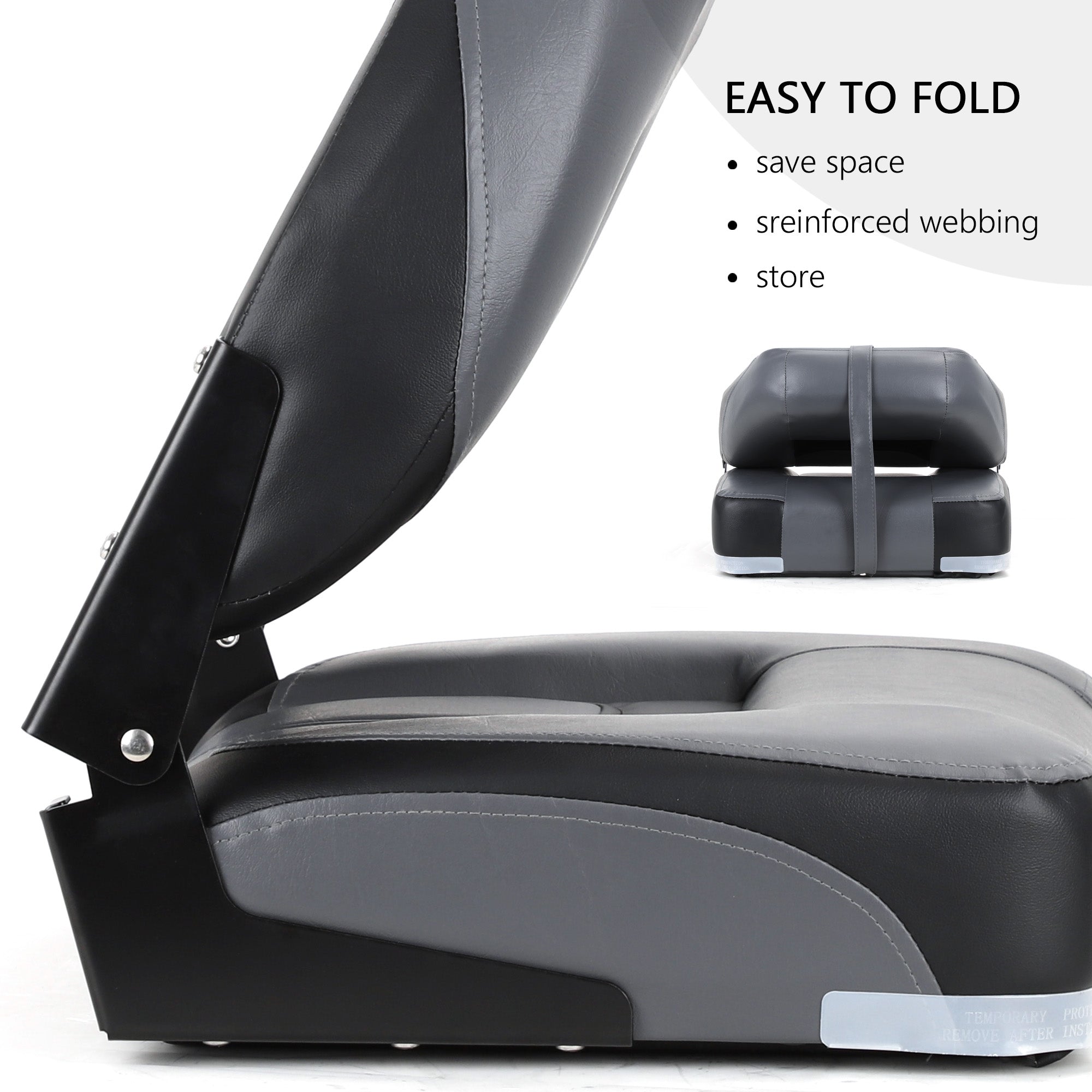 NORTHCAPTAIN Deluxe Low Back Folding Boat Seat,Stainless Steel Screws Included