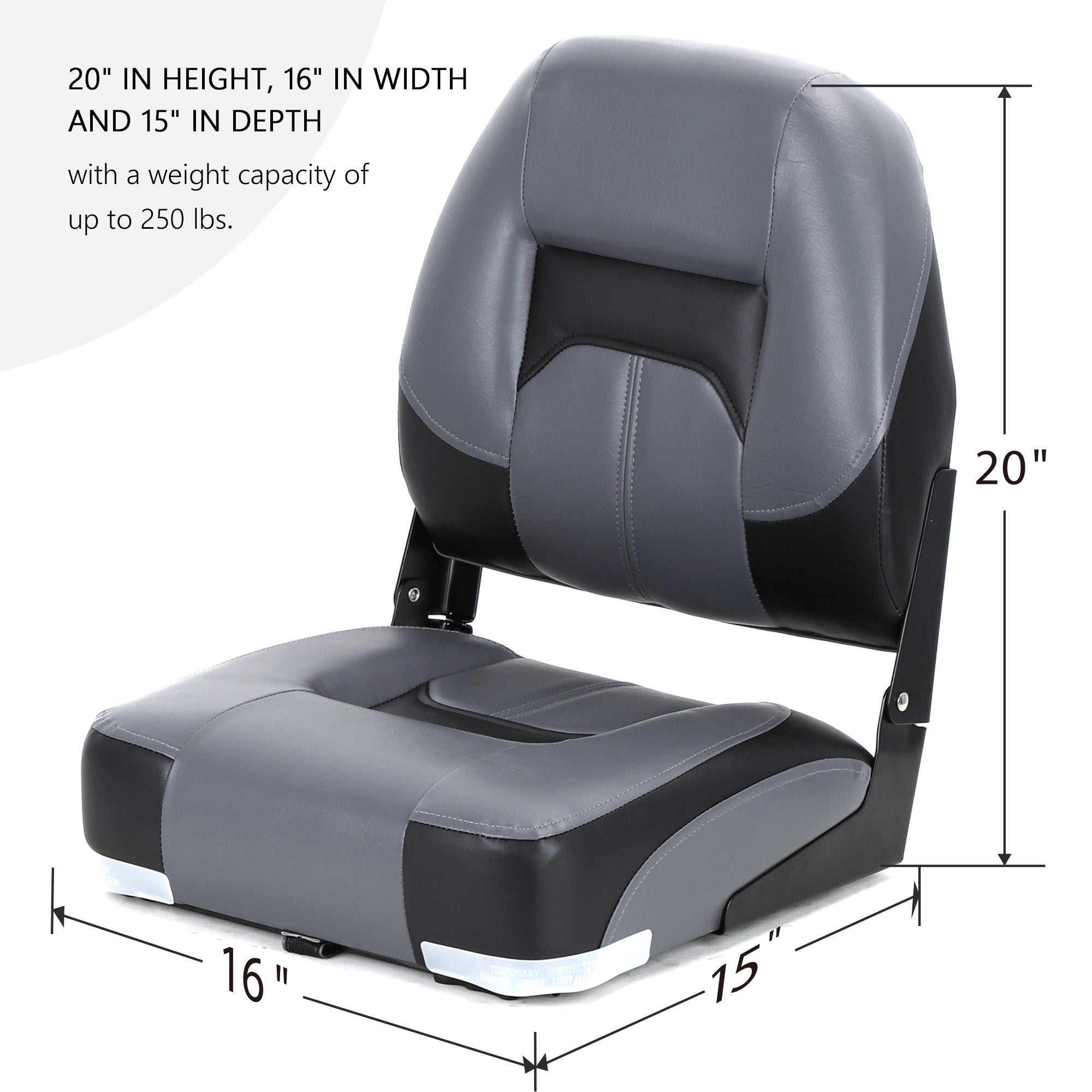 NORTHCAPTAIN Deluxe Low Back Folding Boat Seat,Stainless Steel Screws Included